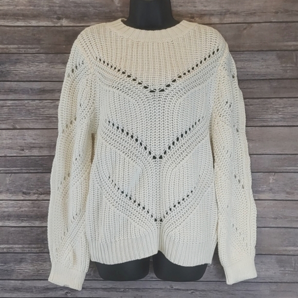 Ivory Cable Knit Sweater Size M/L - Picture 5 of 16